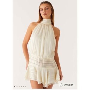 Peppermayo | Dresses | Peppermayo Willow Chiffon Mini Dress Ivory Halter  Ruffle Hem Feminine Us 6 Nwt | Poshmark